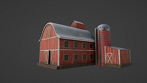 western style farm house red barn with 4k pbr textures
