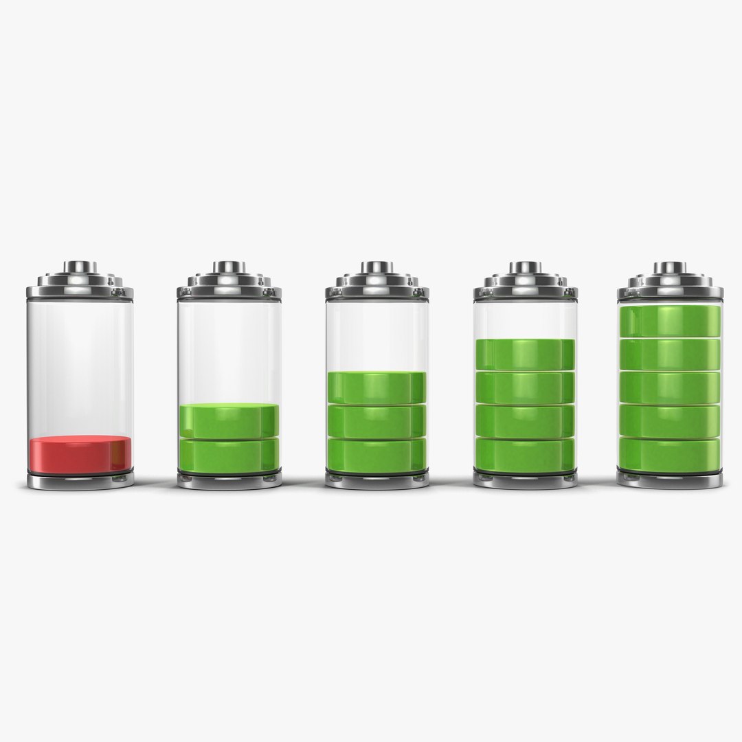 Cell Phone Battery Icons Set 3D model preview