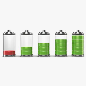 3d model of cell phone battery icons