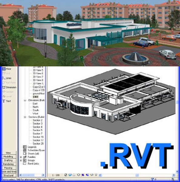 school building revit file 3d model