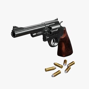 Revolver Gun With Bullets - 2 Colors Black and Silver