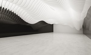 Abstract Black and White Wave Ceiling Gallery Hall 3D model