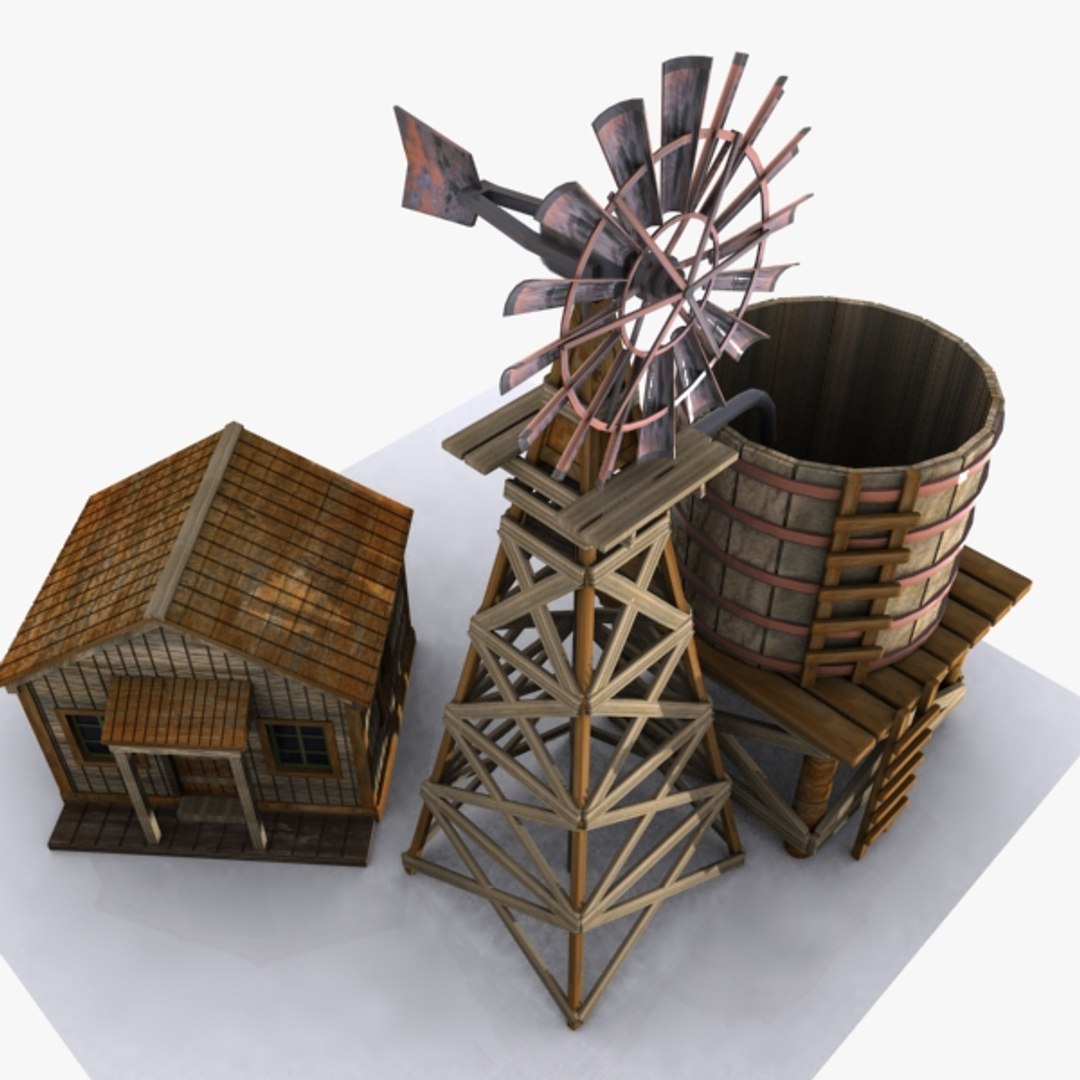 3d cartoon western building model