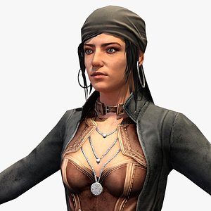 3D real-time rigged pirate female model