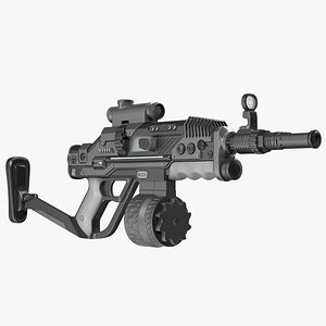 Futuristic Rifle Dark Colored Rigged for Maya 3D