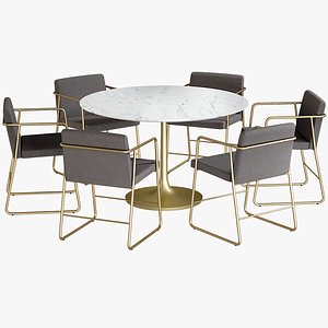 realistic white marble dining table 3D model