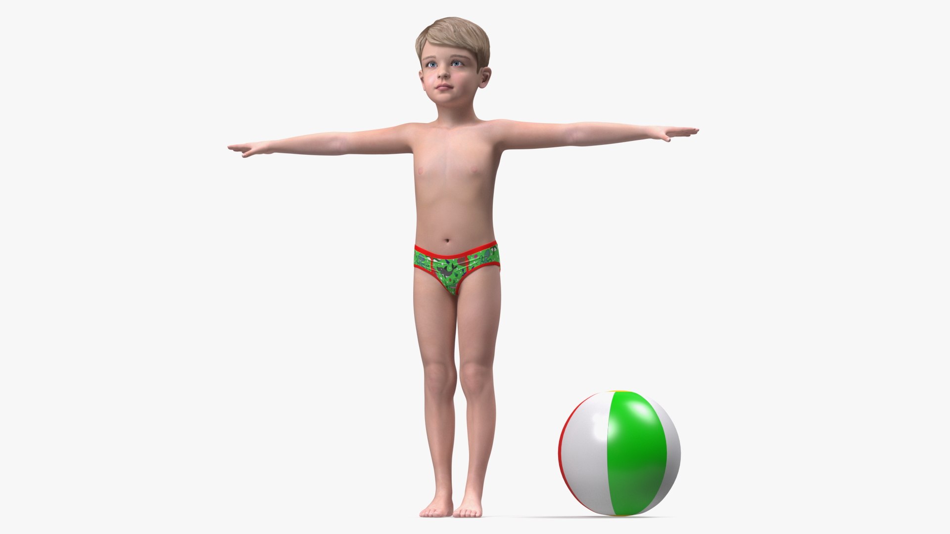 Child Boy Beach Style Rigged for Maya 3D model preview