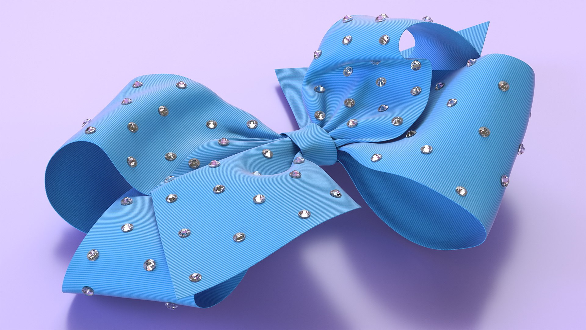 Large Hair Bow with Rhinestones 3D model preview