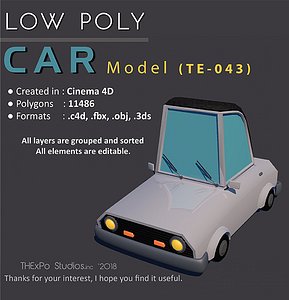 Low Poly Car || Model TE-043