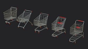 pack 5 shopping cart 3D model