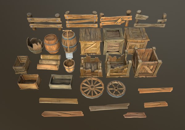 Stylized wood props pack