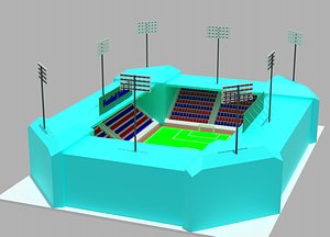 Low Poly Simple Cartoon Football Stadium