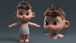 Cute cartoon boy meat toot toot 3D model