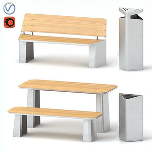 3D set elements landscaping 1 model