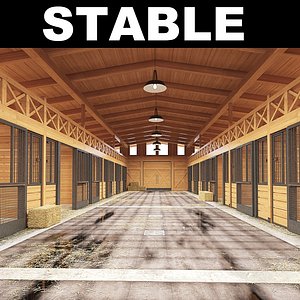 3d stable hay haybales model