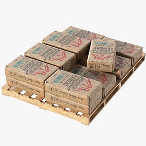 Cement Sack Wooden Pallet 3D model