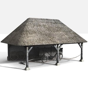 3d model medieval wagon-shed