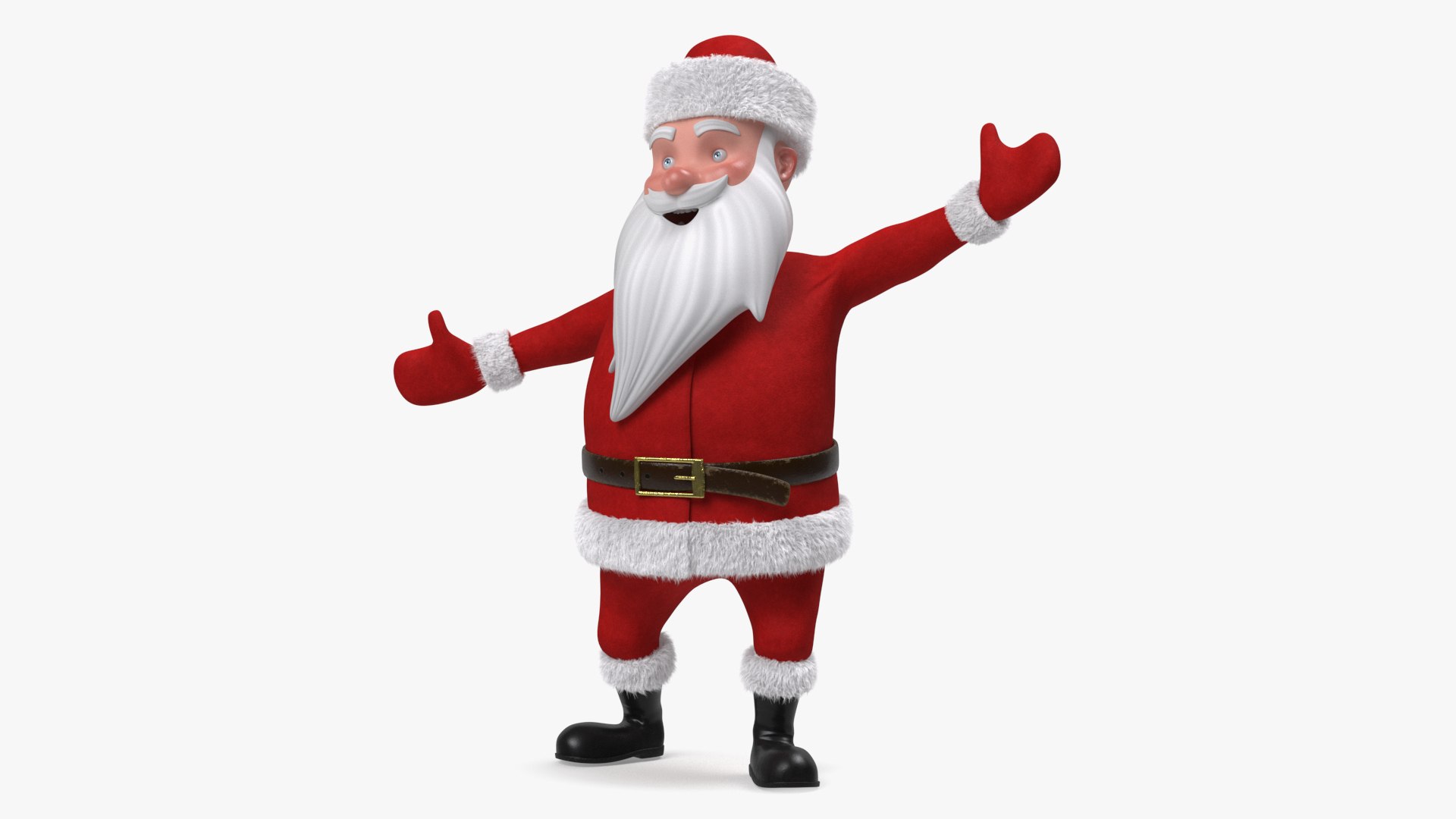 Character Santa Claus Cartoon Happy Pose Fur 3D model preview