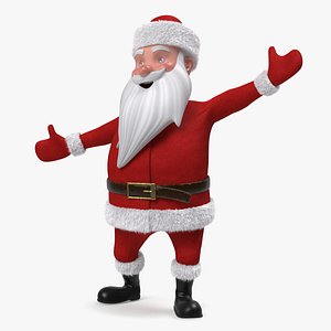 3D Character Santa Claus Cartoon Happy Pose Fur model