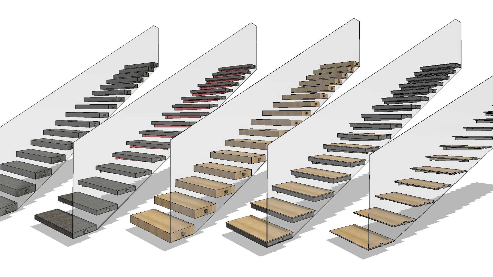 3D Floating Cantilever Wall Based Revit Staircase Family Model