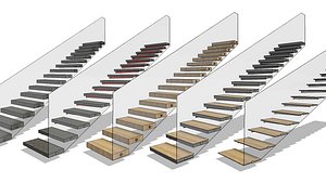 3D Floating Cantilever Wall Based Revit Staircase Family model