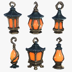 3D model Stylized Fantasy RPG Lamps Lanterns Light