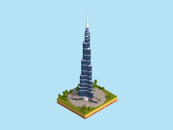 3D cartoon burj khalifa dubai model - TurboSquid 1365508