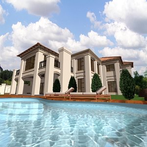 3d golf estate house modern