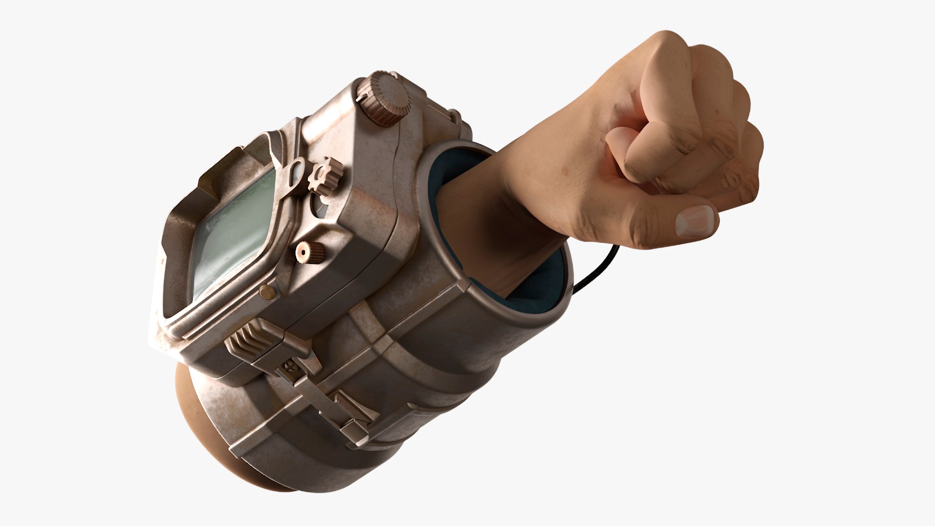 Steampunk Style Wristband on the Arm 3D model preview