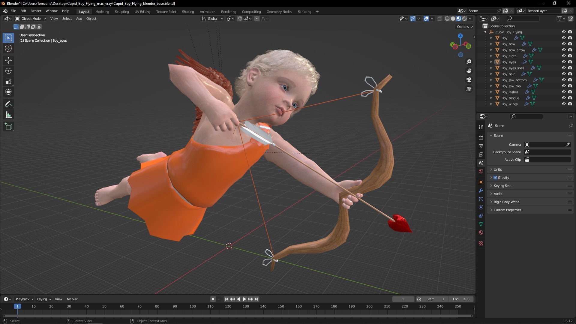 Cupid Boy Flying 3D Model - TurboSquid 2303796