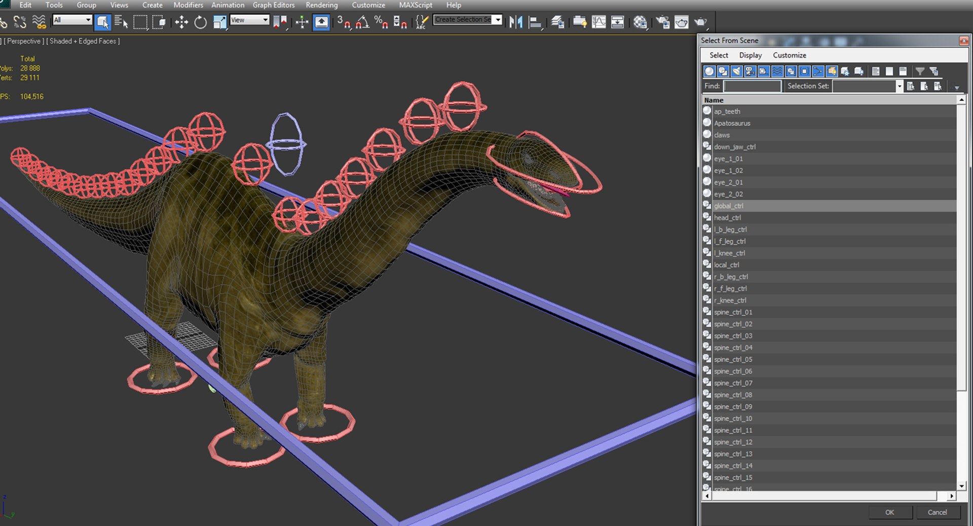 3d apatosaurus dinosaur rigged model