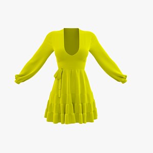 3D model yellow summer dress