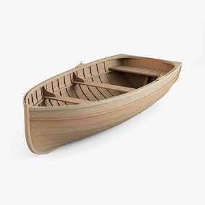 3D Unpainted and Unvarnished Wooden Rowboat with Separated Parts