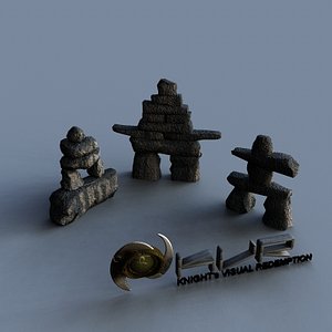 inukshuk stone markers 3d model