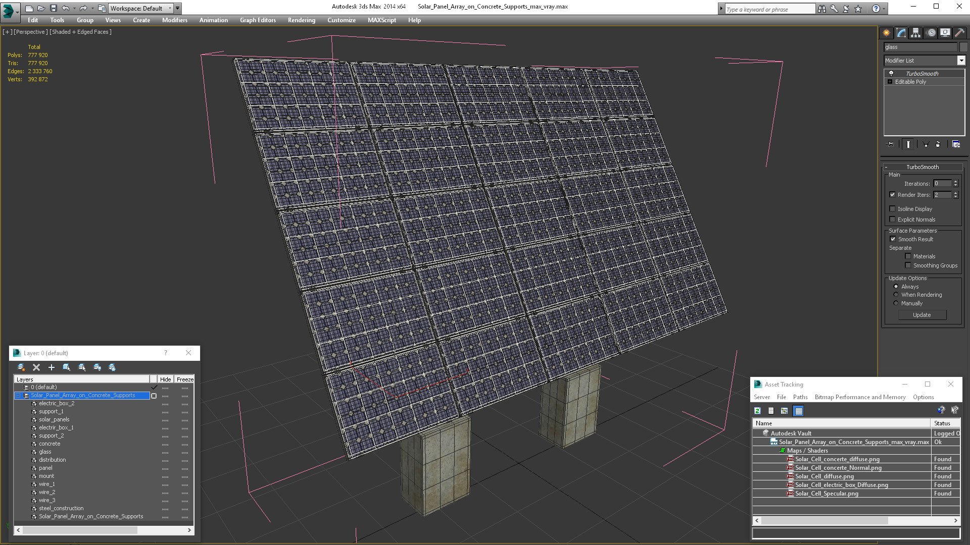 Solar Panel Array On Concrete Supports 3D - TurboSquid 2252579