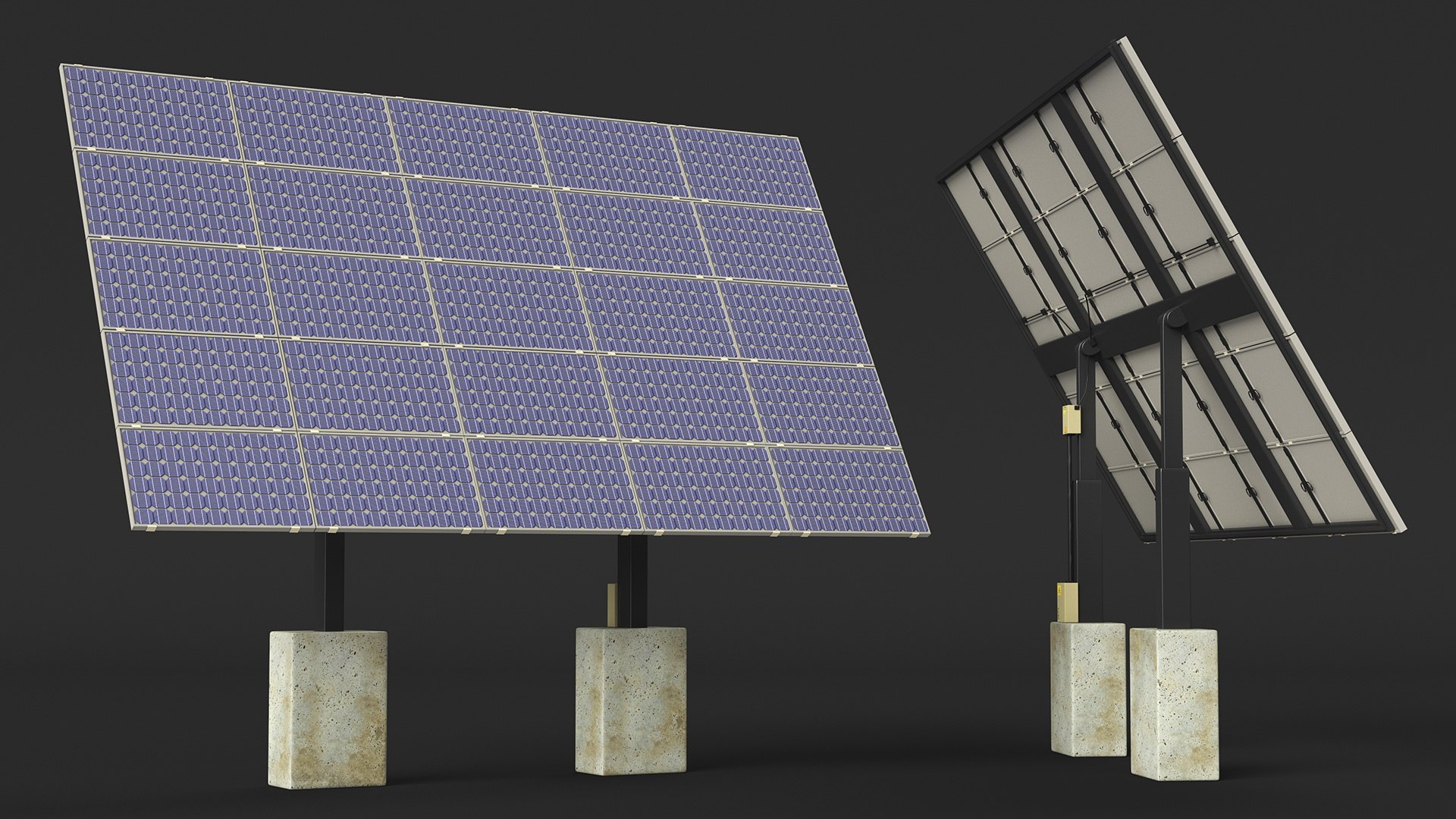 Solar Panel Array On Concrete Supports 3D - TurboSquid 2252579