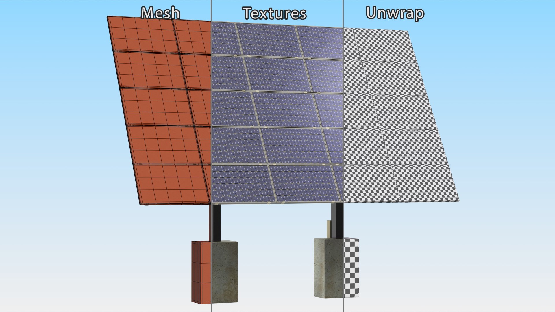 Solar Panel Array On Concrete Supports 3D - TurboSquid 2252579