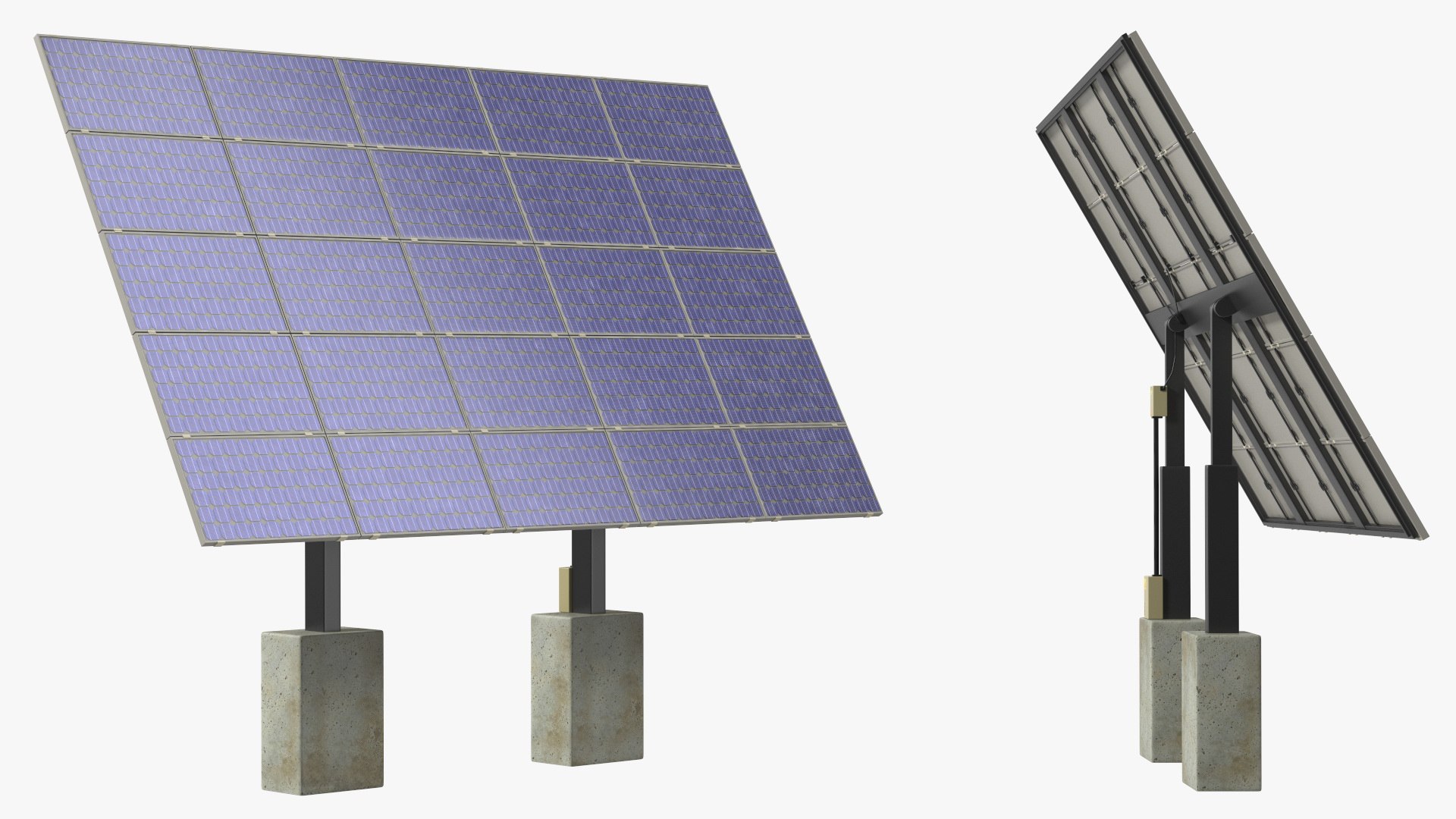 Solar Panel Array On Concrete Supports 3D - TurboSquid 2252579