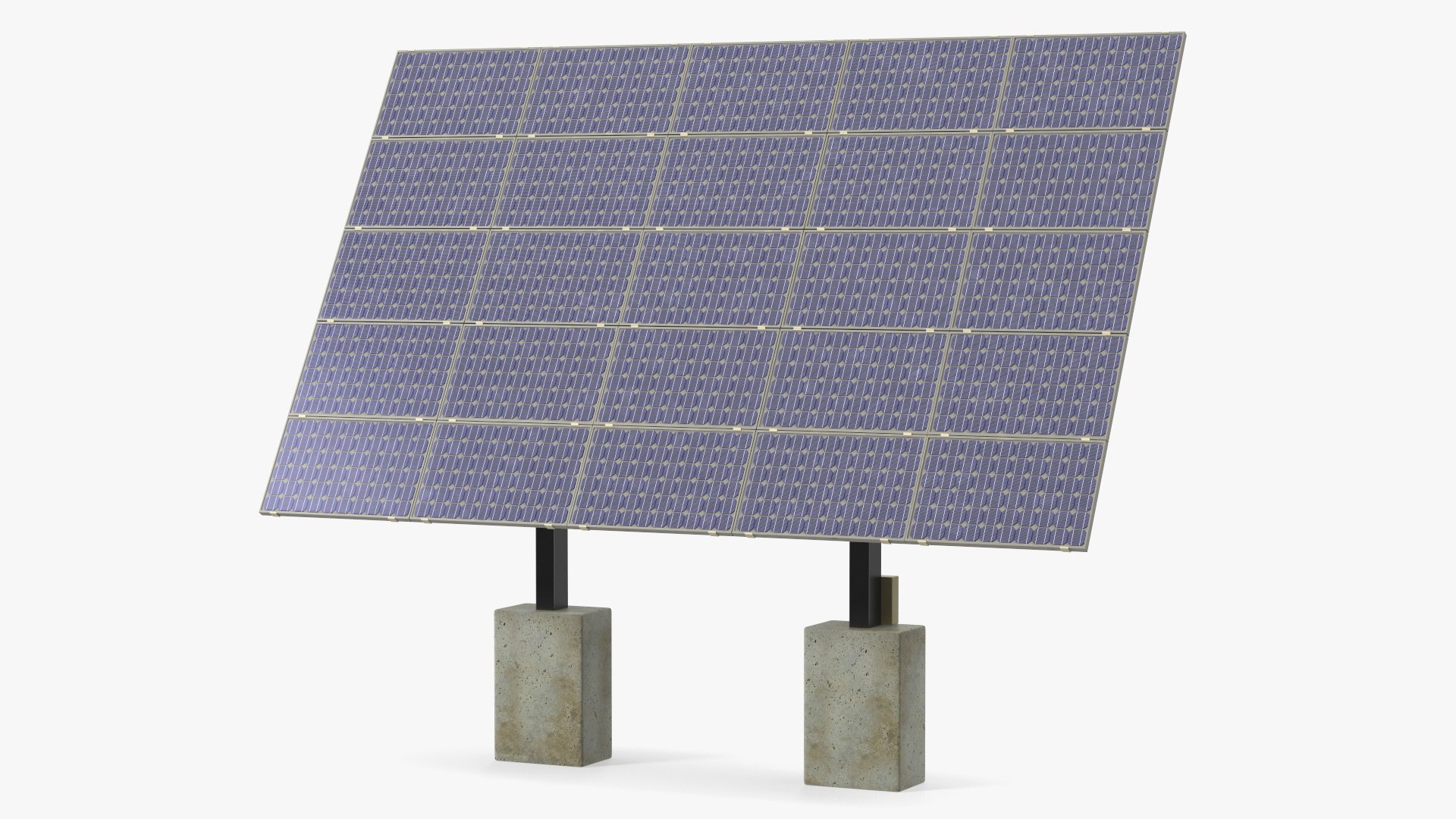 Solar Panel Array on Concrete Supports 3D model preview