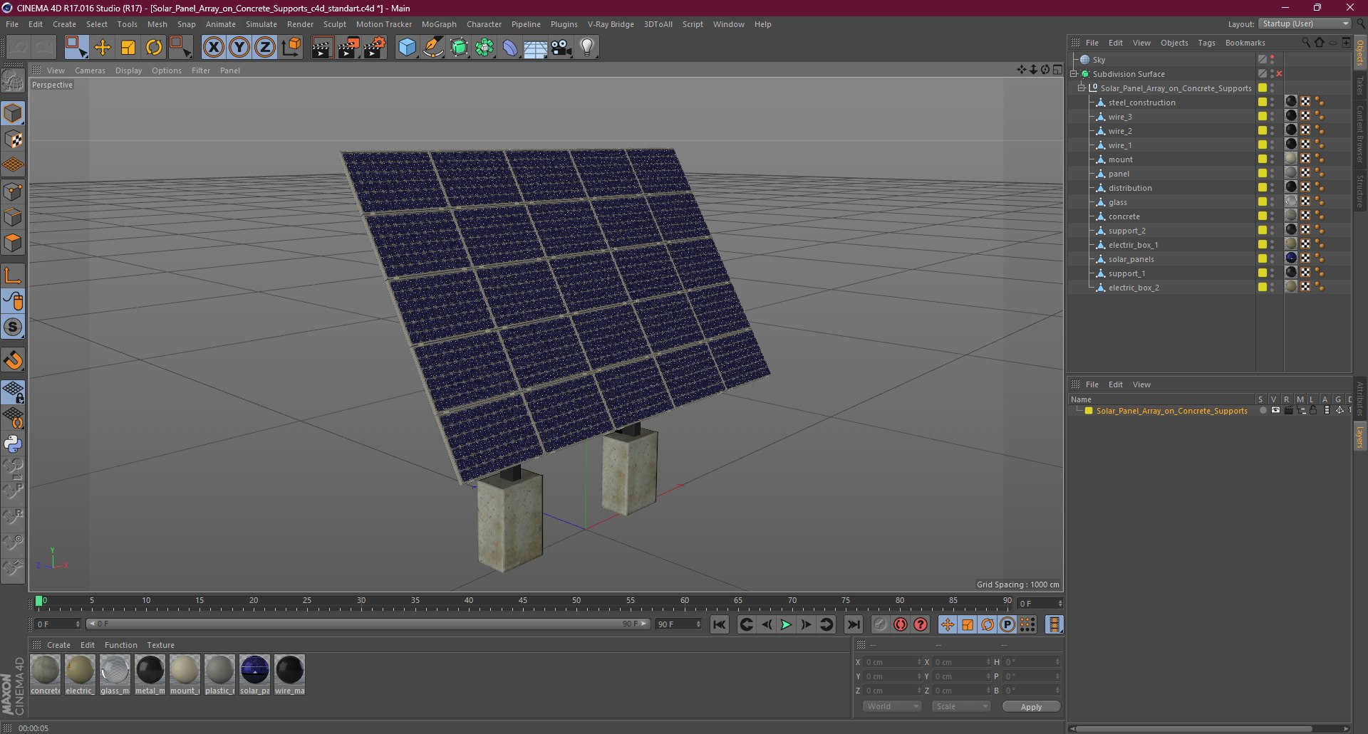 Solar Panel Array On Concrete Supports 3D - TurboSquid 2252579