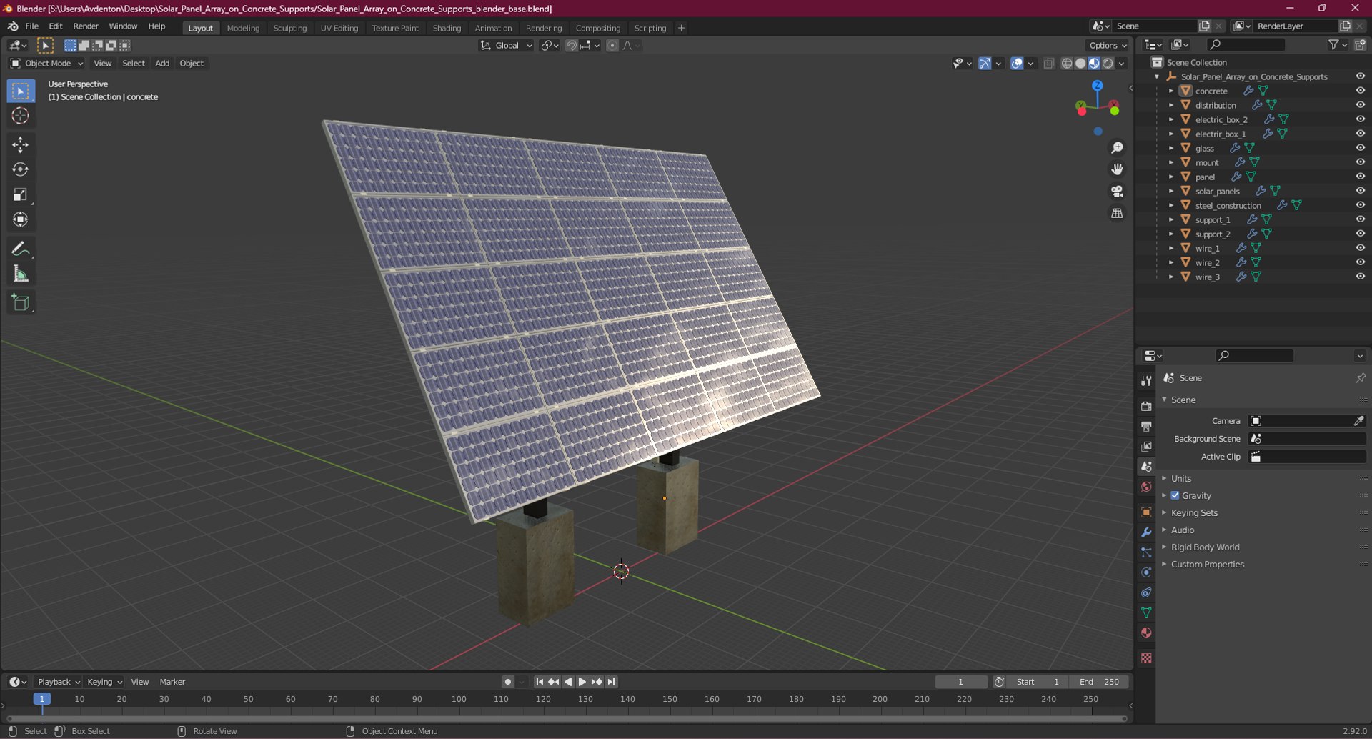Solar Panel Array On Concrete Supports 3D - TurboSquid 2252579