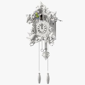 Wooden Cuckoo Clock White Rigged 3D model