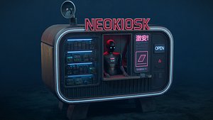 NeoKiosk - Cyberpunk Kiosk  - Robot Character 3D model