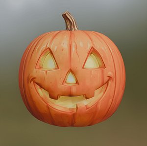 Low Poly Halloween Jack O Lantern pumpkin