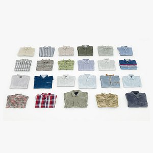 Folded polo and shirt collection Generic casual business wardrobe clothing 3D model