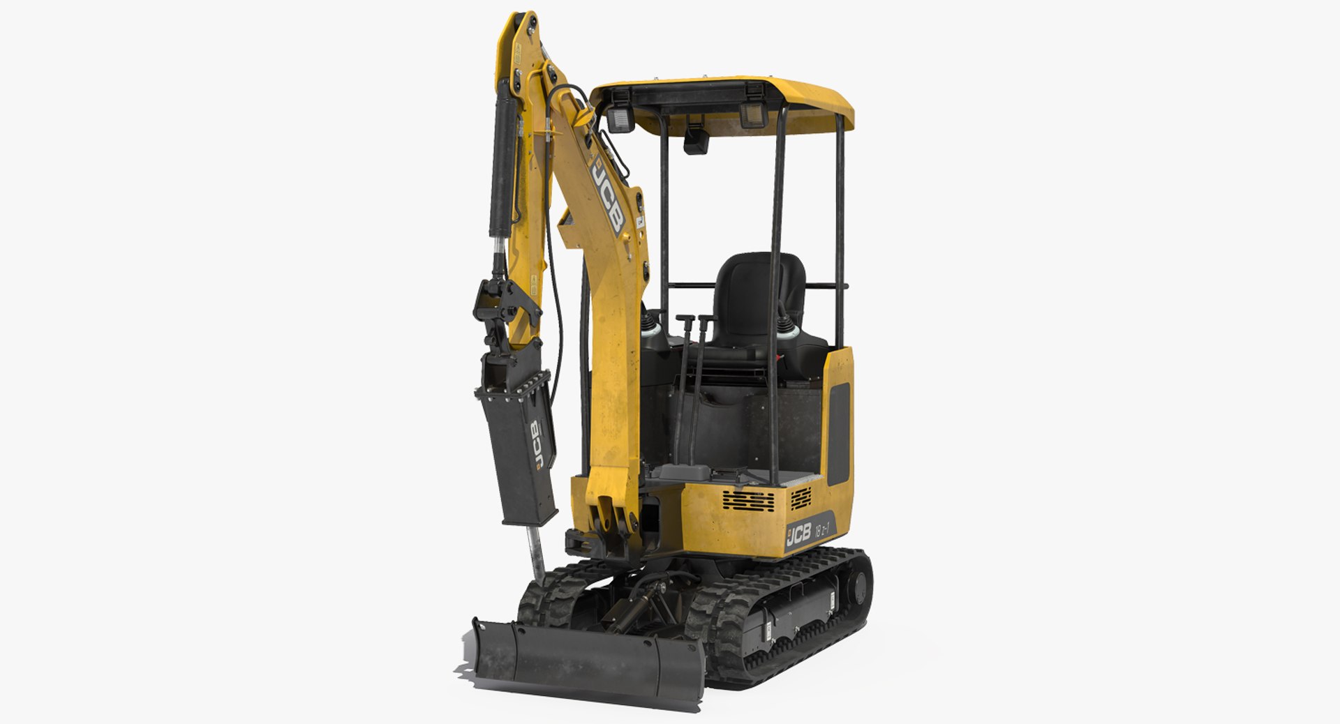 JCB Mini Excavator with Breaker Dirty 3D model preview