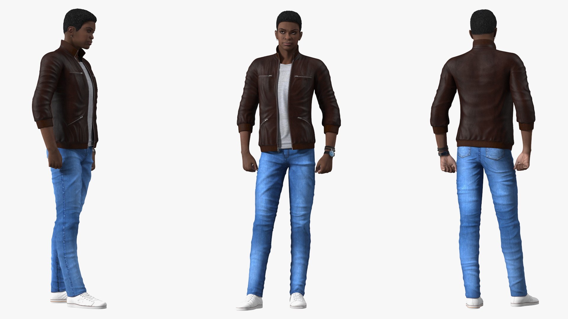 Teenager Light Skin Street Outfit Standing Pose 3D model preview