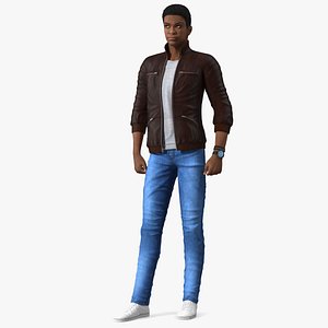 3D Teenager Light Skin Street Outfit Standing Pose model