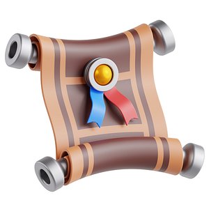 Cartoon Treasure map quest scroll letter building