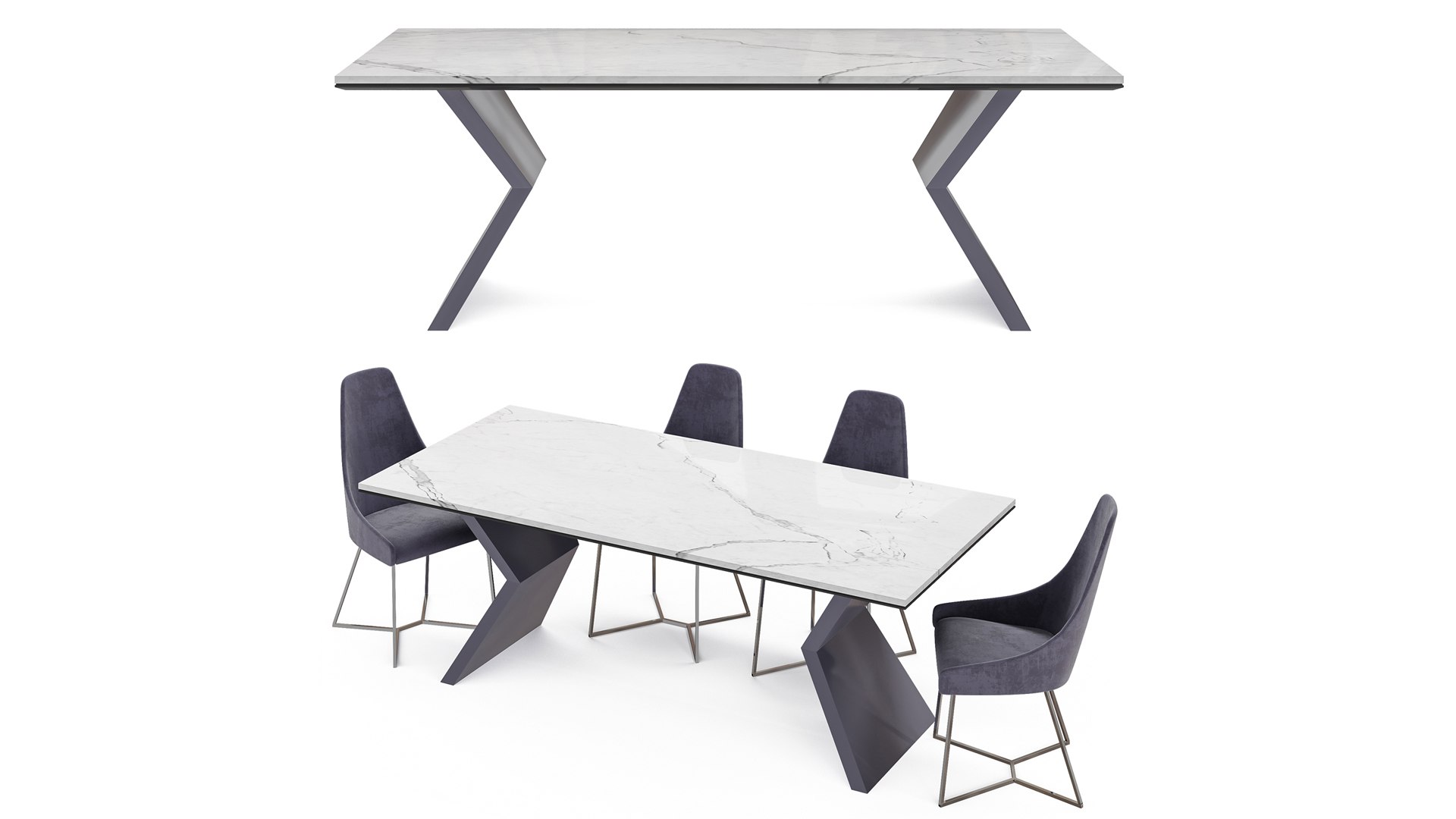 3D Dining Table And Chair Fabello Diamond Model - TurboSquid 2067377